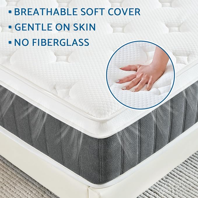 King Mattress, 12 Inch Hybrid Mattresses with Pocket Springs, Medium Firm King Size Mattress in a Box, Upgraded Support