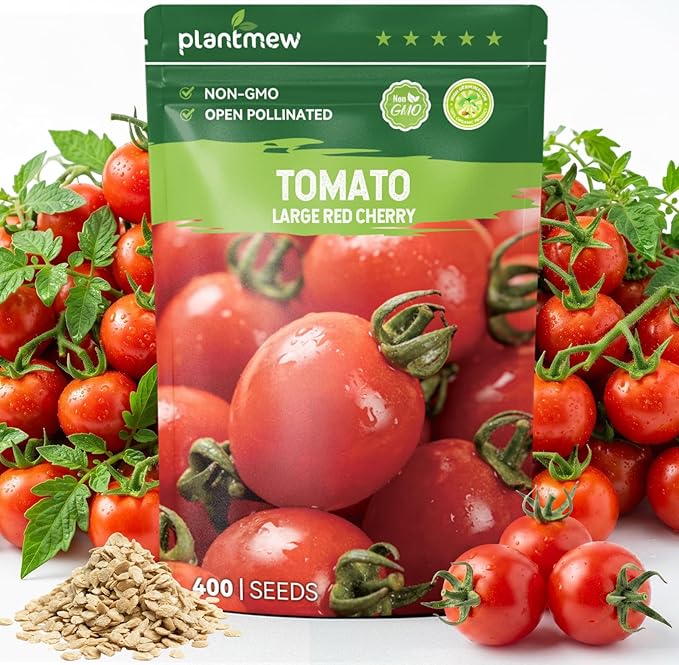 400 Heirloom Large Red Cherry Tomato Seeds for Planting – Sweet Bite-Sized Fruit, High Germination, Fast-Growing, Ideal for Home Garden & Container