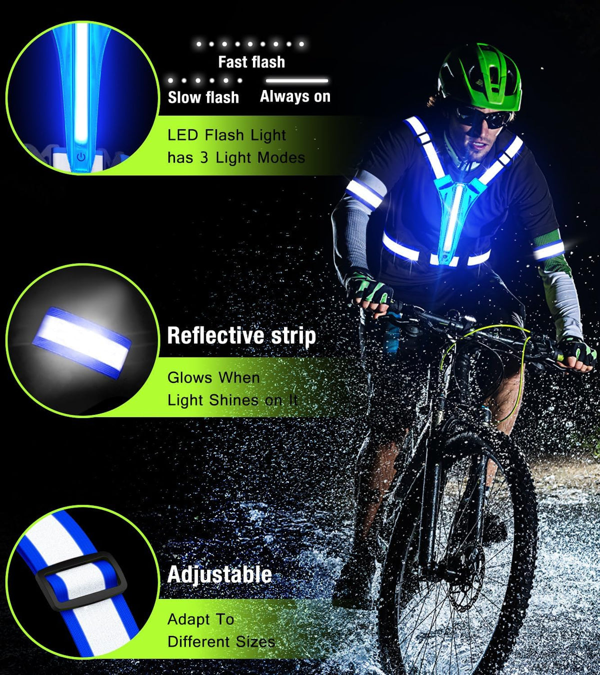 Skiennix LED Light Up Running Vest - High Visibility Reflective Gear for Night Runners | Rechargeable
