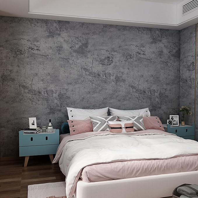 3yecao 48"×79" Wide Thick Dark Blue Grey Cracked Concrete Wallpaper Peel and