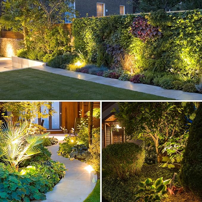 ZYAN Low Voltage Landscape Lights LED Landscape Lighting with Sensor, IP65 Waterproof Outdoor Spotlights for Yard Garden, Auto ON/Off Plant Tree Spoltights Dimmable with Timer (10 Pack)