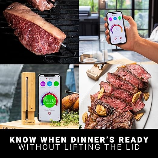 MEATER Plus: Smart Bluetooth Wireless Meat Thermometer Digital | BBQ, Grill, Oven, Smoker, Air Fryer, Kitchen | Perfect for Steak, Chicken, Turkey, and More | Delicious Recipes in App