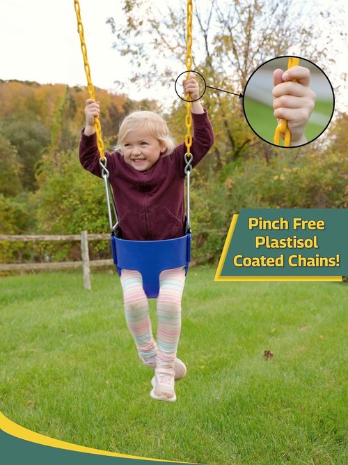 Eastern Jungle Gym Heavy-Duty Toddler Swing Seat - High Back Design with Coated Chains | Blue