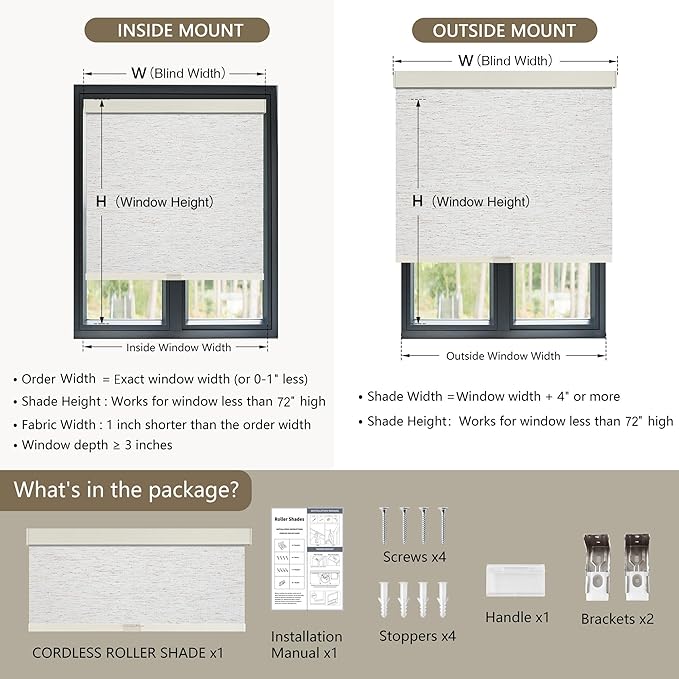 SUNOFF Cordless Blackout Roller Shades Blinds