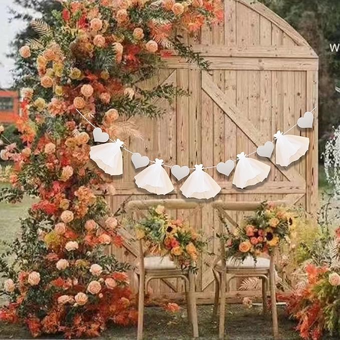 Bridal Shower Banner - Engagement Wedding Dress Banner Core Decorations for The Bride Engagement Party Supplies Bride to Be Chair Banner