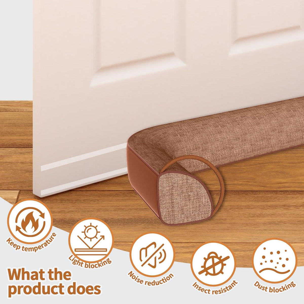 QUOLIX Triangle Under Door Draft Stopper Bottom Door Gap Filler & Seal Windproof Coating Cover Fits 30” to 36” Door Block Noise, Sound, Hot Air, Light, Bugs Easy Install Draft Blocker (38inch-Brown)
