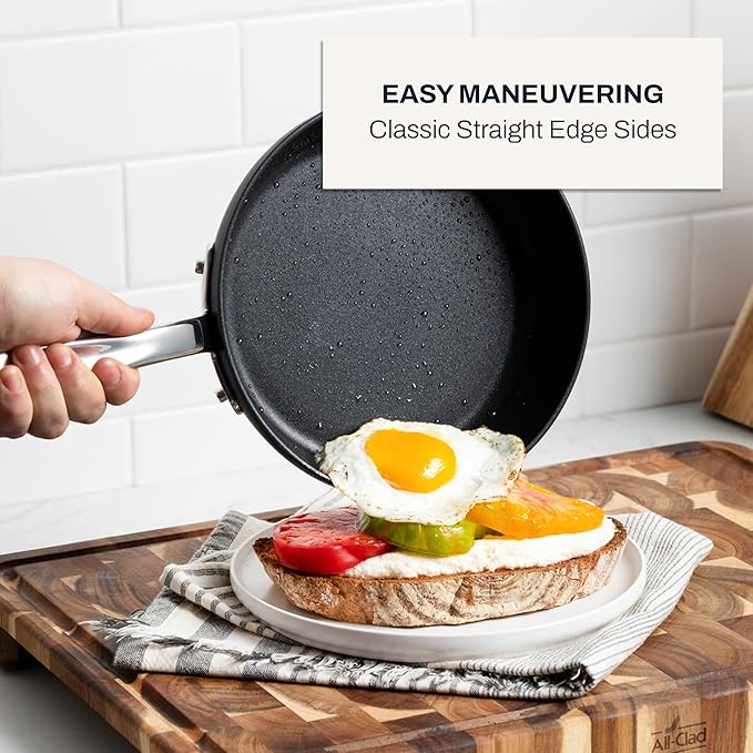All-Clad HA1 Hard Anodized Non Stick Fry Pan Set 2 Piece, 8, 10 Inch, Induction, Oven Broiler Safe 500F, Pots and Pans Set, Kitchen Frying Pans, Skillets, Premium Cookware, Home, Dishwasher Safe Black