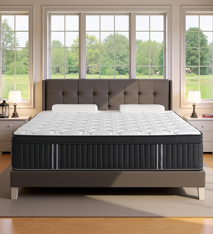 Full Size Mattress,10 Inch Hybrid Full Mattress in a Box with Memory Foam & Individual Pocket Spring for Edge Support,Pressure Relief,Medium Firm.