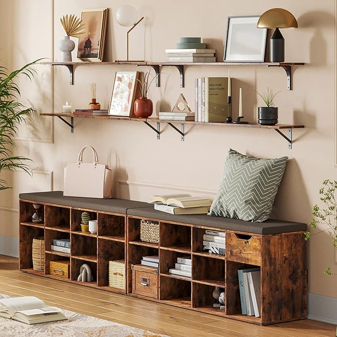 DINZI LVJ Long Wall Shelves, 39.4Inch Wall Mounted Shelves Set of 4, Extra