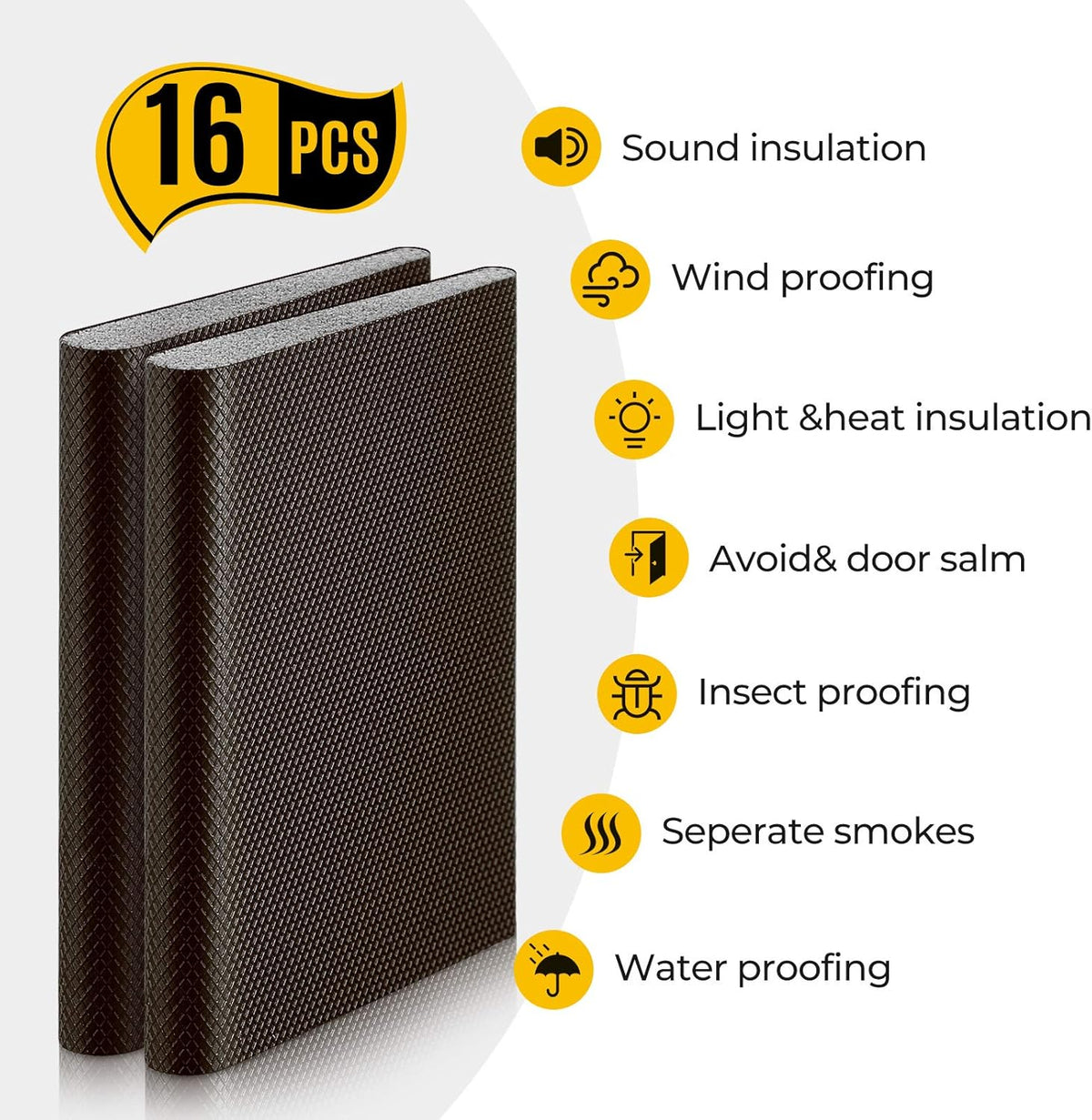 Zonon 64 Pieces Door Corner Seal Weatherstripping Exterior Door Frame Seal Draft Stopper Adhesive Corner Pads for Weather Stripping and Draft Protection (Brown)