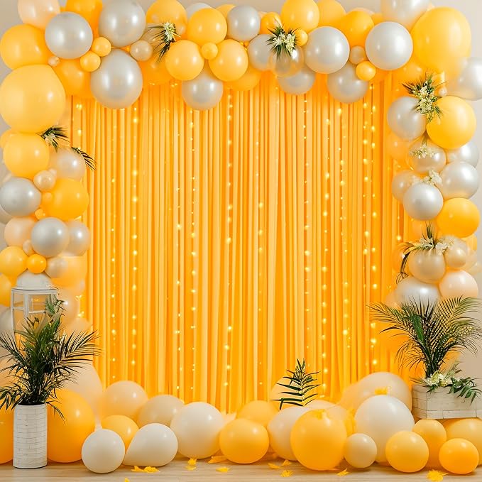 10x10 Marigold Backdrop Curtain for Parties Wrinkle Free Orange Photo Curtains Backdrop Drapes Fabric Decoration for Wedding Birthday Party Baby Shower 5ft x 10ft,2 Panels