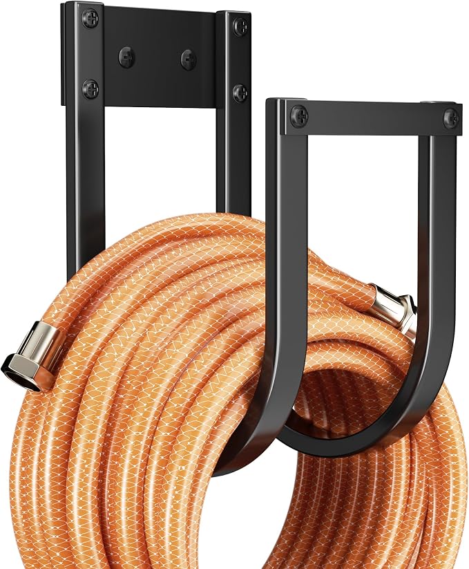 Garden Hose Holder Wall Mount - Metal Water Hose Hanger for Outside, Durable Hook for Garden, Garage, or Yard Storage