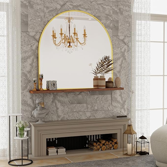 VooBang Wide Arched Wall Mirror, 38 x 40 inch Arch Bathroom Mirror, Wall
