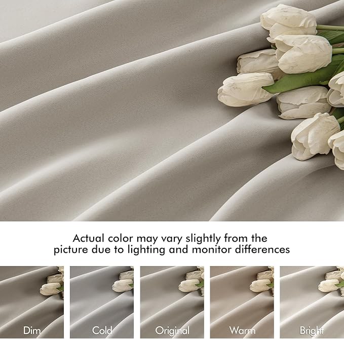 MIULEE Natural Back Tab Blackout Curtains 84 Inch Length 2 Panels Set