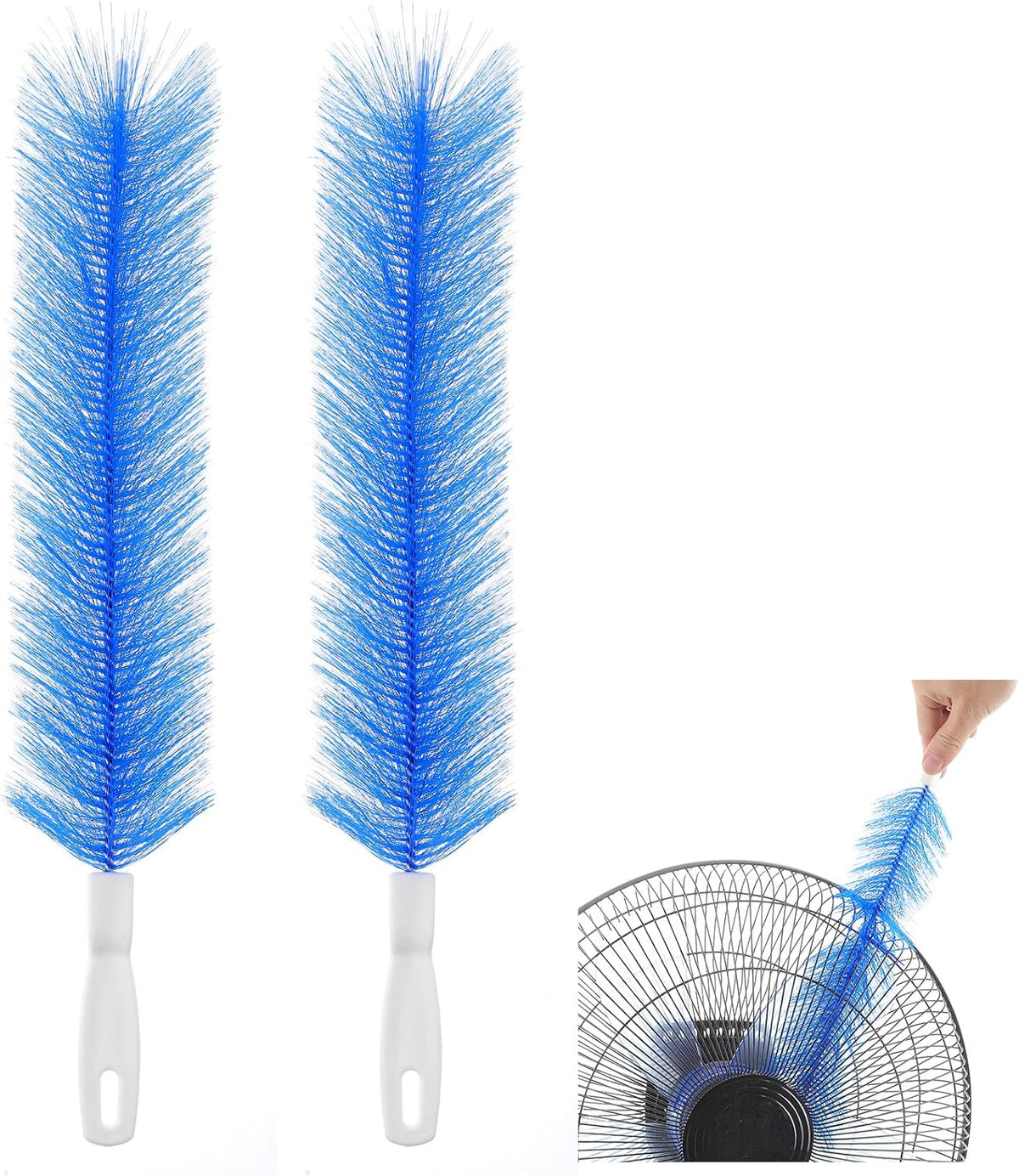 2 Pcs Fan Cleaner Brushes, Bendable Fan Cleaning Brush Cobweb Duster Set Microfiber Head Washable Brush for Ceiling Fan Air Vents Curtains Cars Box Fan(Blue)
