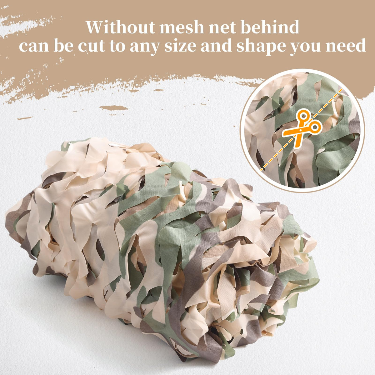 Yeacool Camo Netting Camouflage Netting Sunshade Net for Decor Hunting Blind Outdoor Photography Dinosaur Birthday Theme Party Decoration (Brown Camo, 4.9ftx16.4ft,1.5m*5m)
