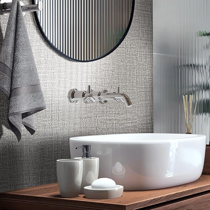 WADILE Grasscloth Peel and Stick Wallpaper 23.6in x 236in, Textured Contact