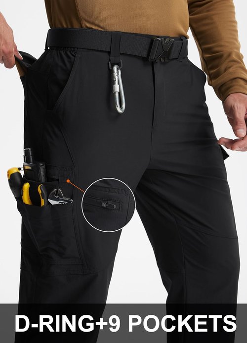 Libin Men's Cargo Pants - Water-Resistant Tactical Hiking Trousers with 9 Pockets | Stretch Fit