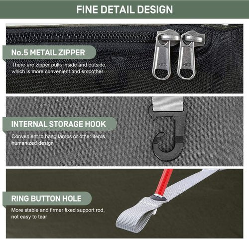 ETROL Camping Hammock with Mosquito Net,3 in 1 Function Parachute Portable Hammock,Double & Single Hammocks Tent for Travel Outdoor Indoor Hiking Patio - with Tree Straps,Carabiners,Aluminium Poles