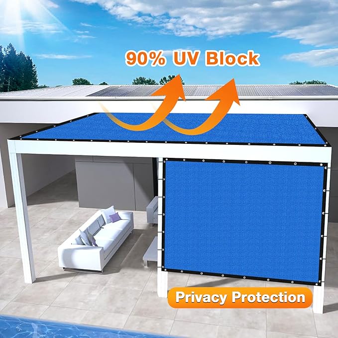 Artpuch Outdoor Pergola Shade Cover 6' X 10' Sun Shade Cloth with Grommets, 90% UV Protection Canopy Patio Privacy Screen (Customized Available) GN107, Blue