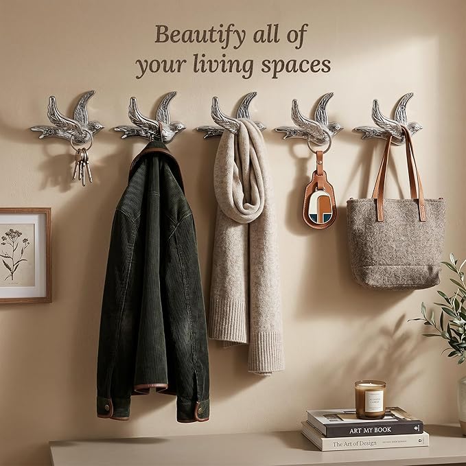 Flying Bird Decorative Wall Hooks Cast Iron, Wall Mounted