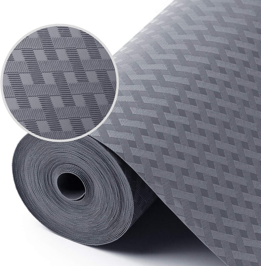 Shelf Liners for Kitchen Cabinets Refrigerator Liners Waterproof Kitchen Cupboard Liner Durable Plastic Drawer Mats EVA Material Non Adhesive Fridge Mats for Shelves - Gray 17.5 x 157.4 Inches