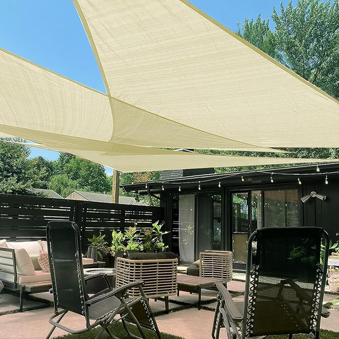 LOVE STORY Custom Size 8'x8'x11.3' Butter Cream Sun Shade Sail Right Triangle Sunhsade Fabric Awning Canopy for Patio Backyard Carport Pergola (Customized)