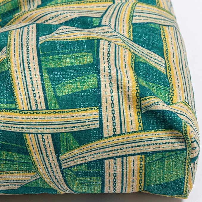 2-Pack Outdoor/Indoor Wicker Patio Seat Cushion Pad with Ties - Dining Chair Cushion, 17" x 17" (Green Plaid)