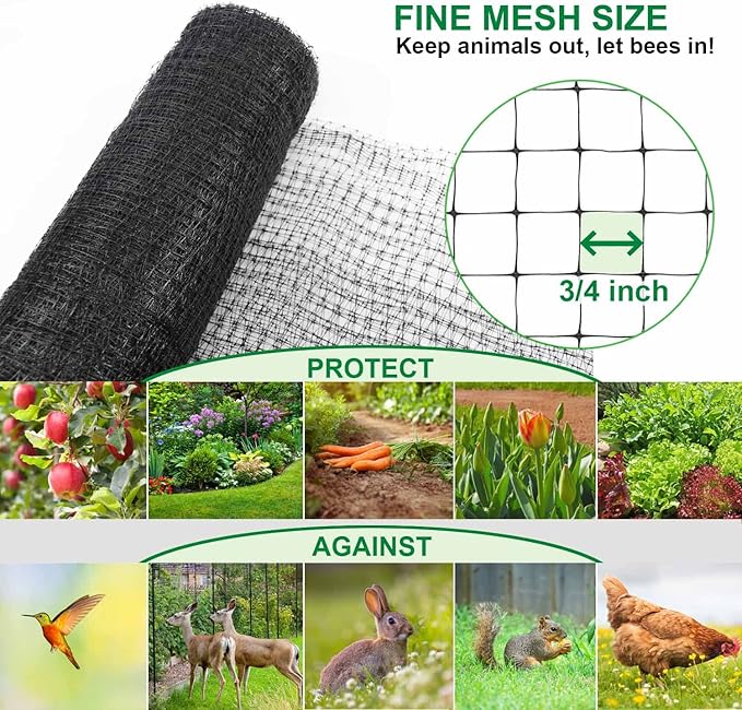 Mklsit Deer Netting Fence, 8ft x 100ft Bird Netting Heavy Duty Garden Netting for Garden Protection Fruit Trees Vegetable Plants Against Birds, Deer and Other Animals
