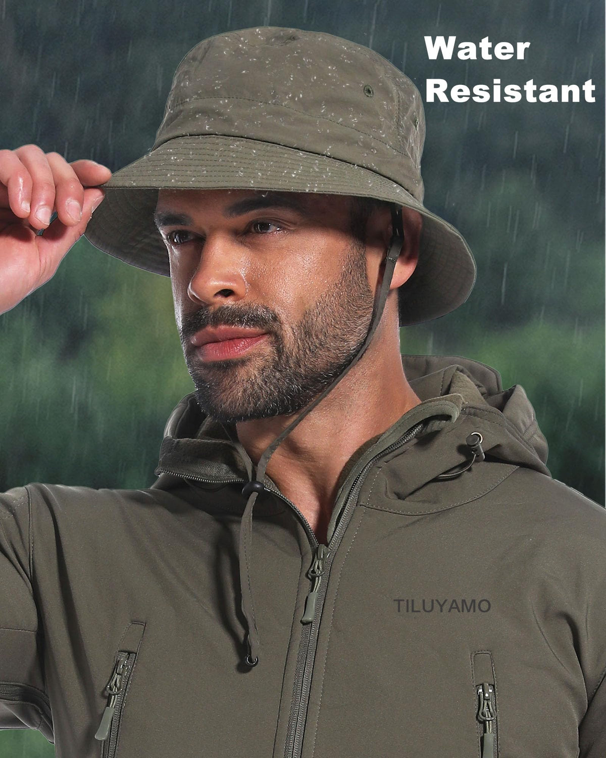 TILUYAMO Waterproof Bucket Hat Rain Hat for Women Men UV Protection Packable Sun Hat Fishing Hiking (Beige)