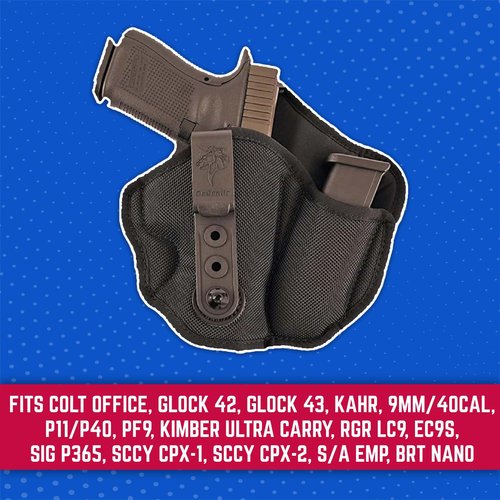 Desantis Inner PIECE 2.0 Gun Holster, Padded Ballistic Nylon, Handcrafted Concealed Carry Holster, Fits COLT Officer, Glock 42, 43, KAHR, 9MM/40CAL, and More, Right-Hand Draw, Black