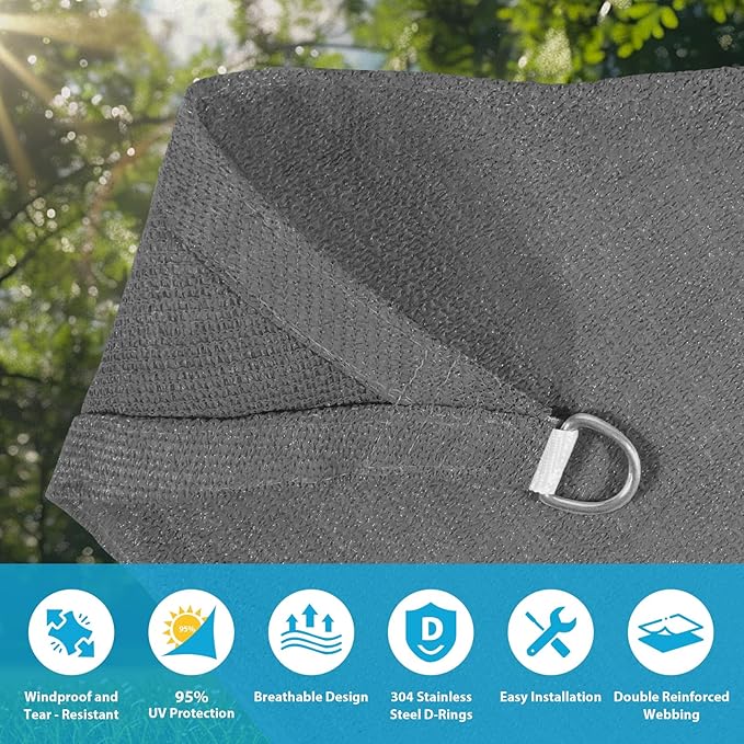 Amagenix Sun Shade Sail 20X32 Curved Edge Outdoor Shade Canopy Dark Grey Breathable 95% UV Block Shade Cloth for Patio Garden Backyard (We Make Custom Size)