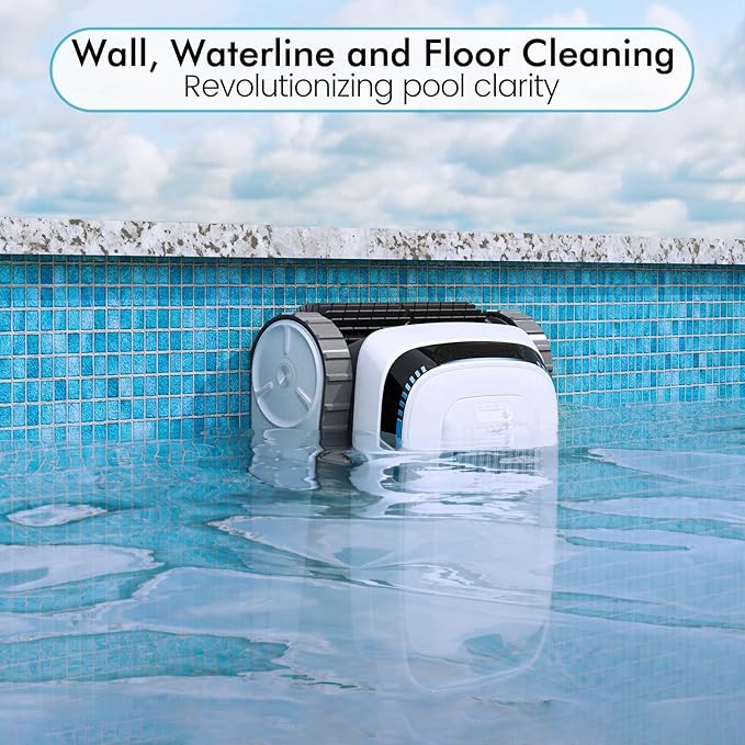 Pool Vacuum for Inground Pools, 45,000Pa Power, Smart Navigation, Cordless Robotic Pool Cleaner for Pool Floor, Wall & Waterline, 120min Runtime, Suitable for Inground and Above Ground Pools