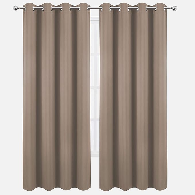 LEMOMO Blackout Curtains 66 x 95 inch/Cappuccino Curtains Set of 2