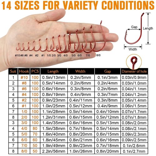 Dovesun Octopus Hooks Fishing Hooks Octopus Hooks for Saltwater Freshwater Red #6 100PCS