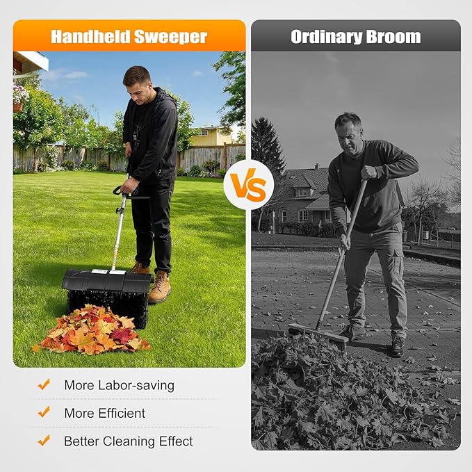 52cc 2 Stroke Gas Handheld Sweeper, 2.3HP Engine Power Snow Sweeping Broom Driveway Turf Lawns Artificial Grass Power Brush, Lawn Sweeper Cleaner Tools