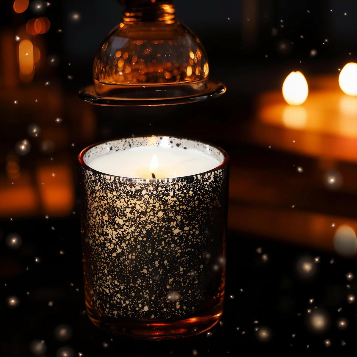 Thick Candle Jars for Making Candles 12 Pcs, 7 OZ Empty Jars with Wood Lids for Candle Making, Sample Container, Gold