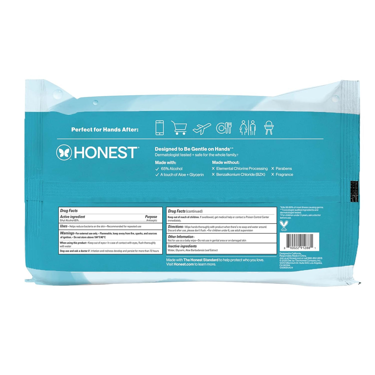 The Honest Company Fragrance-Free Alcohol Wipes - Antibacterial with Aloe, 150 Count, Kills 99% of Germs