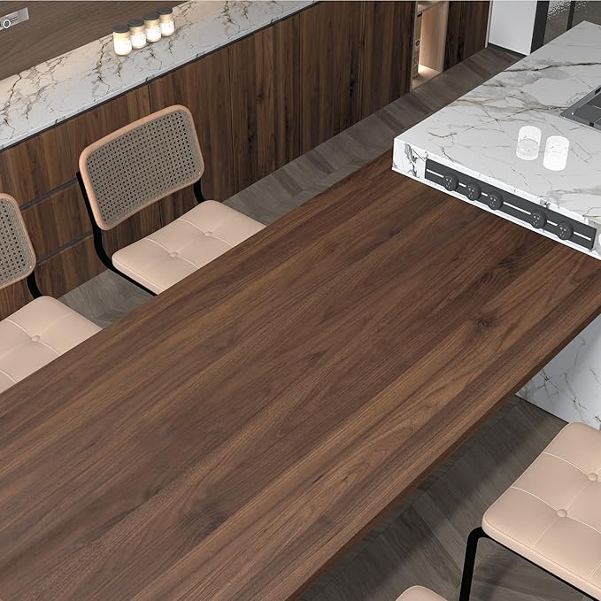 BOMENG Large Walnut Wood Wallpaper Peel and Stick Matte 48"x118" Dark Brown