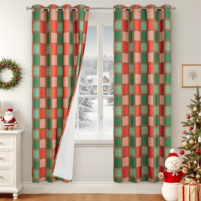 Lajode Red and Green Curtains for Living Room