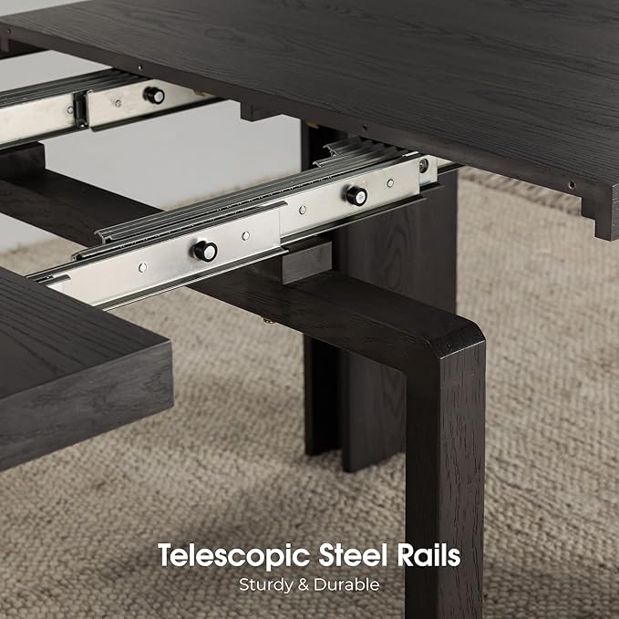 Transformer Table - Solid Wood Extendable Dining Table, Seats 2-12, Expandable Dining Room Table, Space-Saving Furniture, Kitchen and Dining Room Furniture (Black, Table + Bench + Coffee Table)