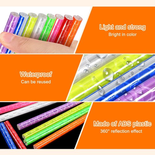 HARFINGTON 72pcs Bike Reflective Spoke Skins 0.2" Plastic Bicycle Spoke Reflectors Spoke Covers Trim Wrap Wheel 360°Visibility for Road Mountain Bike Motorcycles Decoration, White