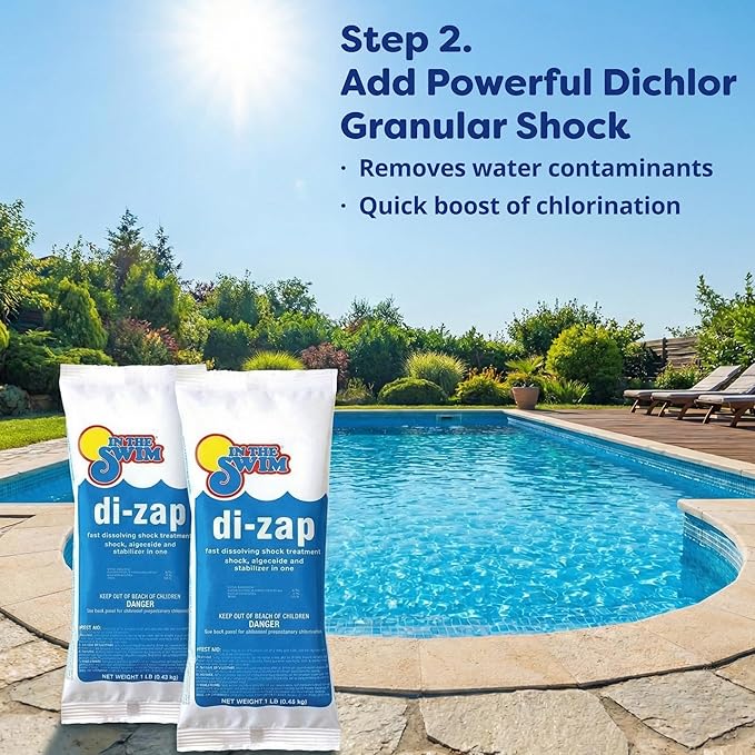 In The Swim Ultimate Opening Kit and Chlorine Bundle - Pre-Measured Opening Kit for Easy Use - 50 Pound Bucket of 3-Inch Stabilized Chlorine Tablets - for Inground and Above Ground Pools Up to 35,000
