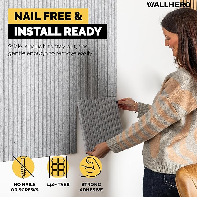 WALLHERO Office Cork Board, Tac Board, Large Felt Board, Wall Protector