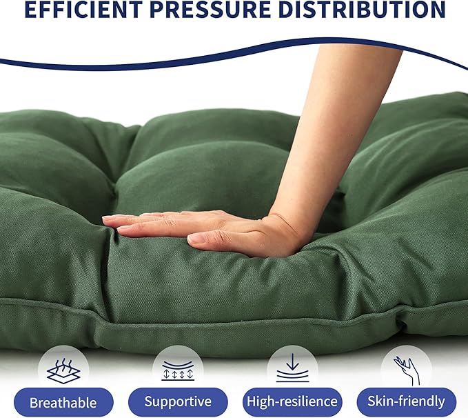 IPYNBAP Outdoor Bench Cushion, 48x18x5 Inch, Waterproof Bench Cushion for Outdoor/Indoor Furniture, Tufted Patio Bench Seat Cushion, Fade Resistant Outdoor Cushions for Porch Swing Couch, Dark Green
