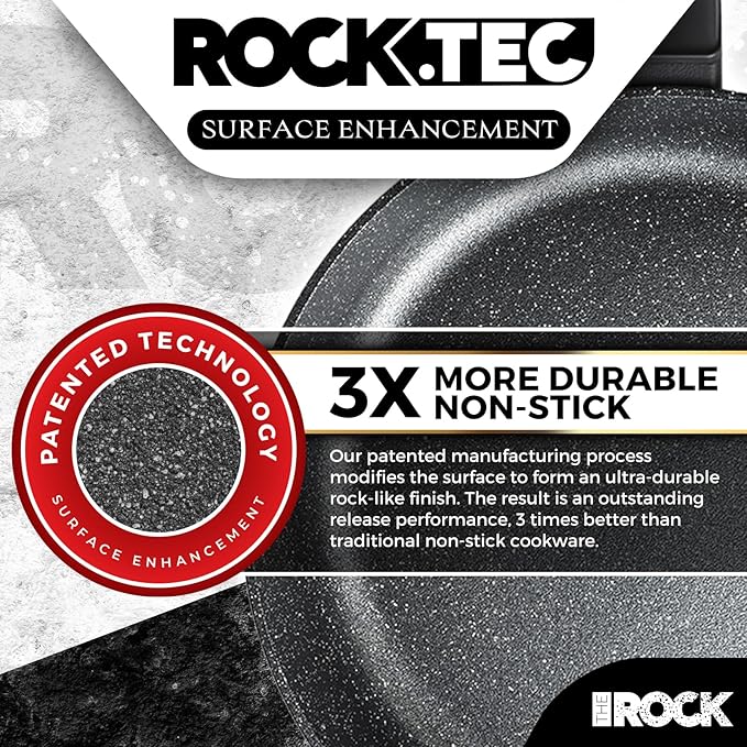 THE ROCK SOHO 11-Inch Non Stick Frying Pan – Nothing Sticks, Never Warps, Lasts Longer, Healthy Skillet with Heat-Resistant Handle, PFOA Free, Oven & Dishwasher Safe, Black