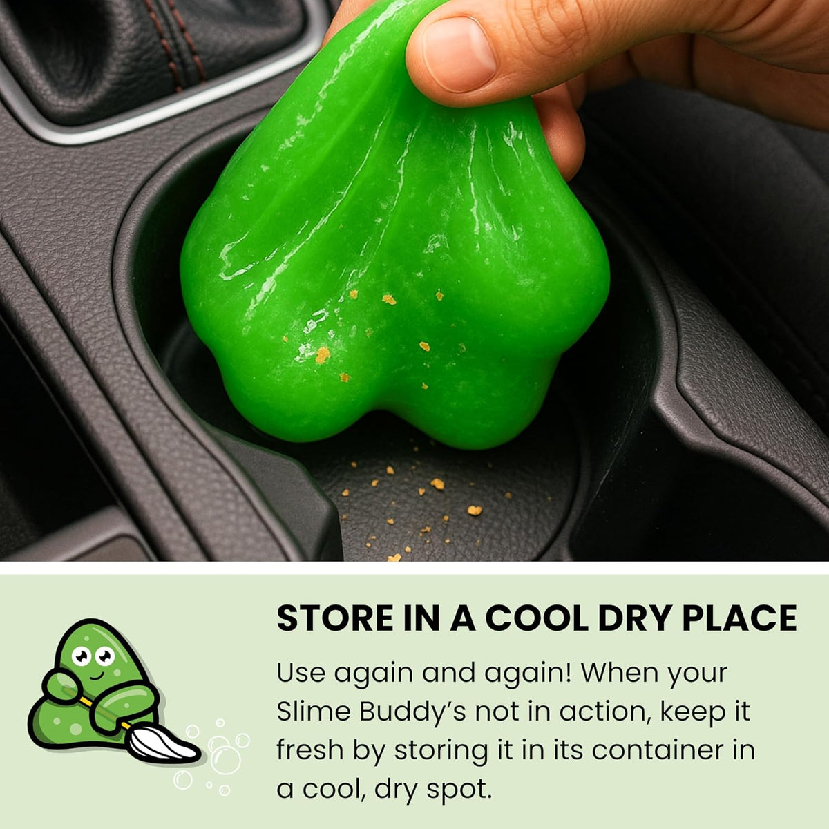 Slime Buddies Car Cleaning Gel Putty - Apple Scented Interior Detailing Tool for Cup Holders, Air Vents & Keyboard - Reusable Auto Detailing Accessories - Dust Remover Goop - Gifts for Men Women
