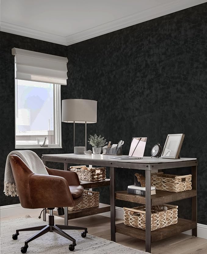 Yasinet Peel and Stick Wallpaper Black Removable Wallpaper Modern Black Contact