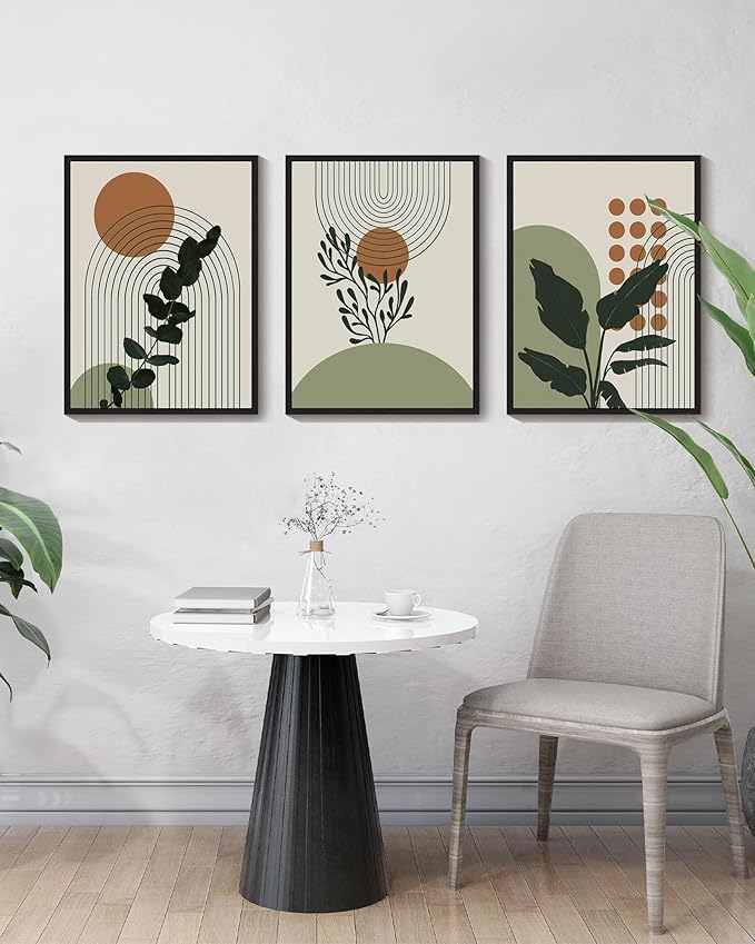 PHOPAGO Boho Plant Wall Art Green Botanical Bohemain Framed Wall Printing