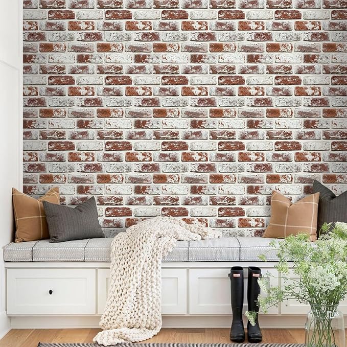 COMSTICKC 3D Faux Brick Wall Panels Peel and Stick, Small Size Self Adhesive